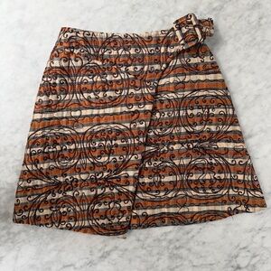 Christian Lacroix BAZAR Skirt Size 38 Silk Blend Wrap Style Ornate Print